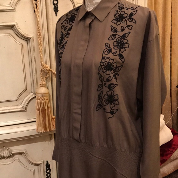 SAKS FIFTH AVENUE SILK DRESS VTG NWOT DESIGNER DROP WAIST DOLMAN PUFF SLEEVE S 8 - Picture 6 of 8